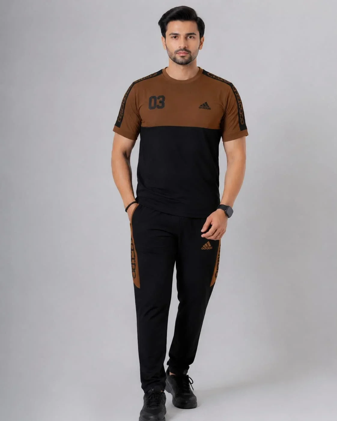 Riwaaj Coffee Brown Panel Gym Tracksuit view
